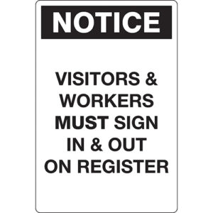 Safety Sign 450x300mm - Sign In & Out Register